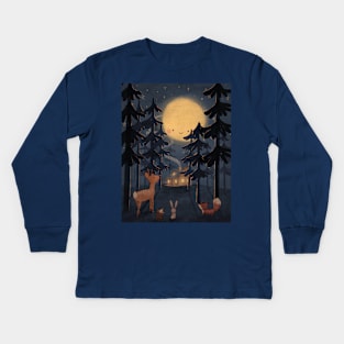 Forest night Kids Long Sleeve T-Shirt